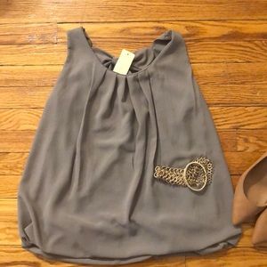 NWT Olivia Bow Back Blouse Small Mocha